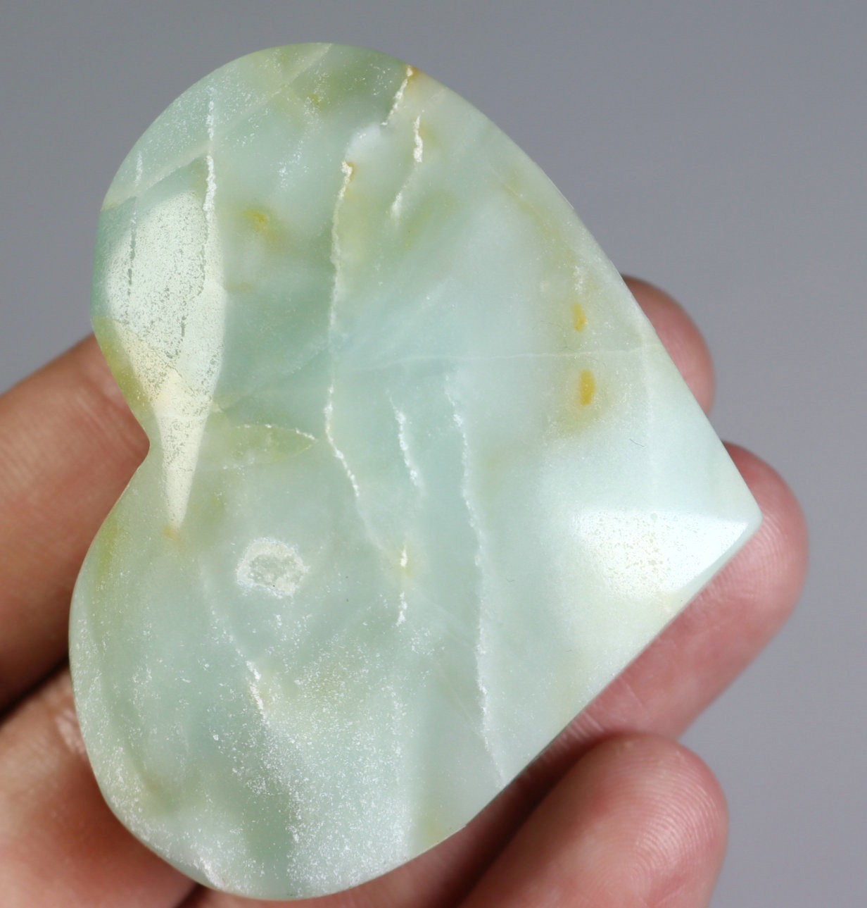 Natural Sky Blue Caribbean Calcite Quartz Crystal Stone Heart Reiki Healing