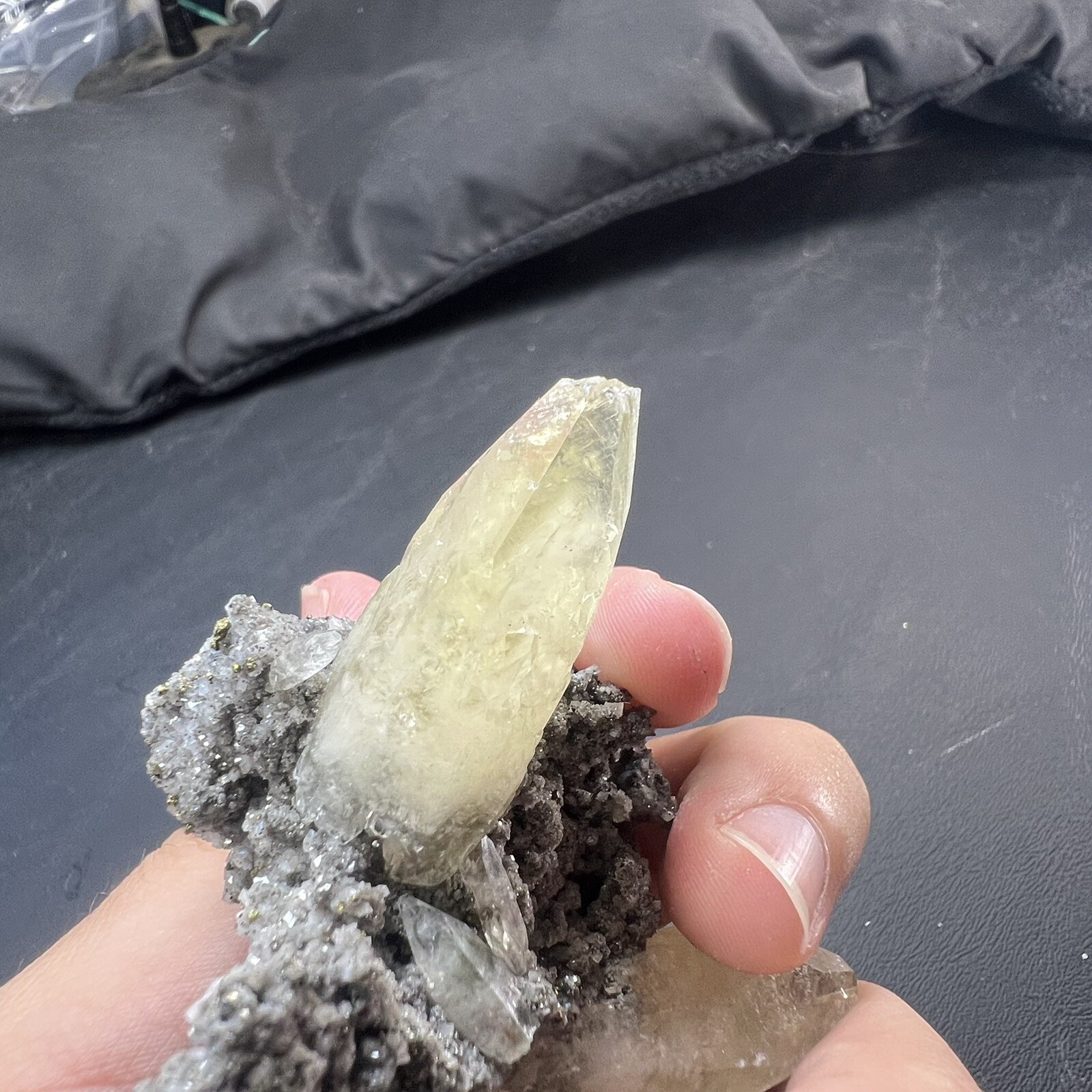 Calcite Crystal with Chalcopyrite Dolomite Matrix / Missouri