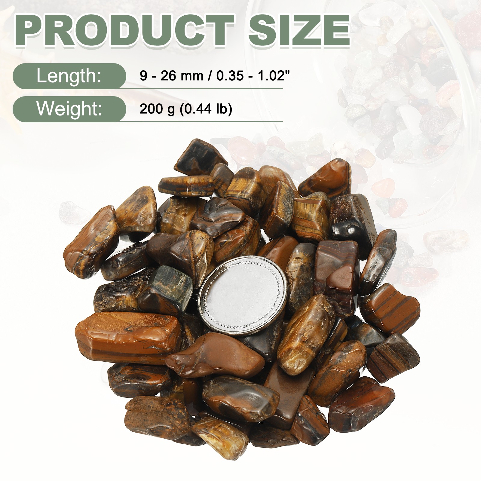 Crystal Chips Stone 0.44Lb Fluorite Gravel Rocks Tiger Eye 9 – 26mm