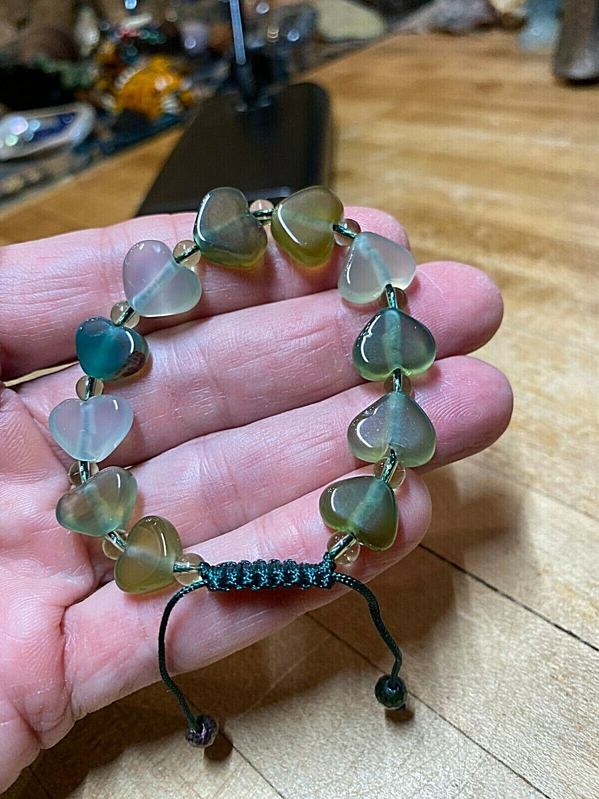 Green Agate & Ruby In Zoisite Crystal Heart Tibetan Style Shamballa Bracelet