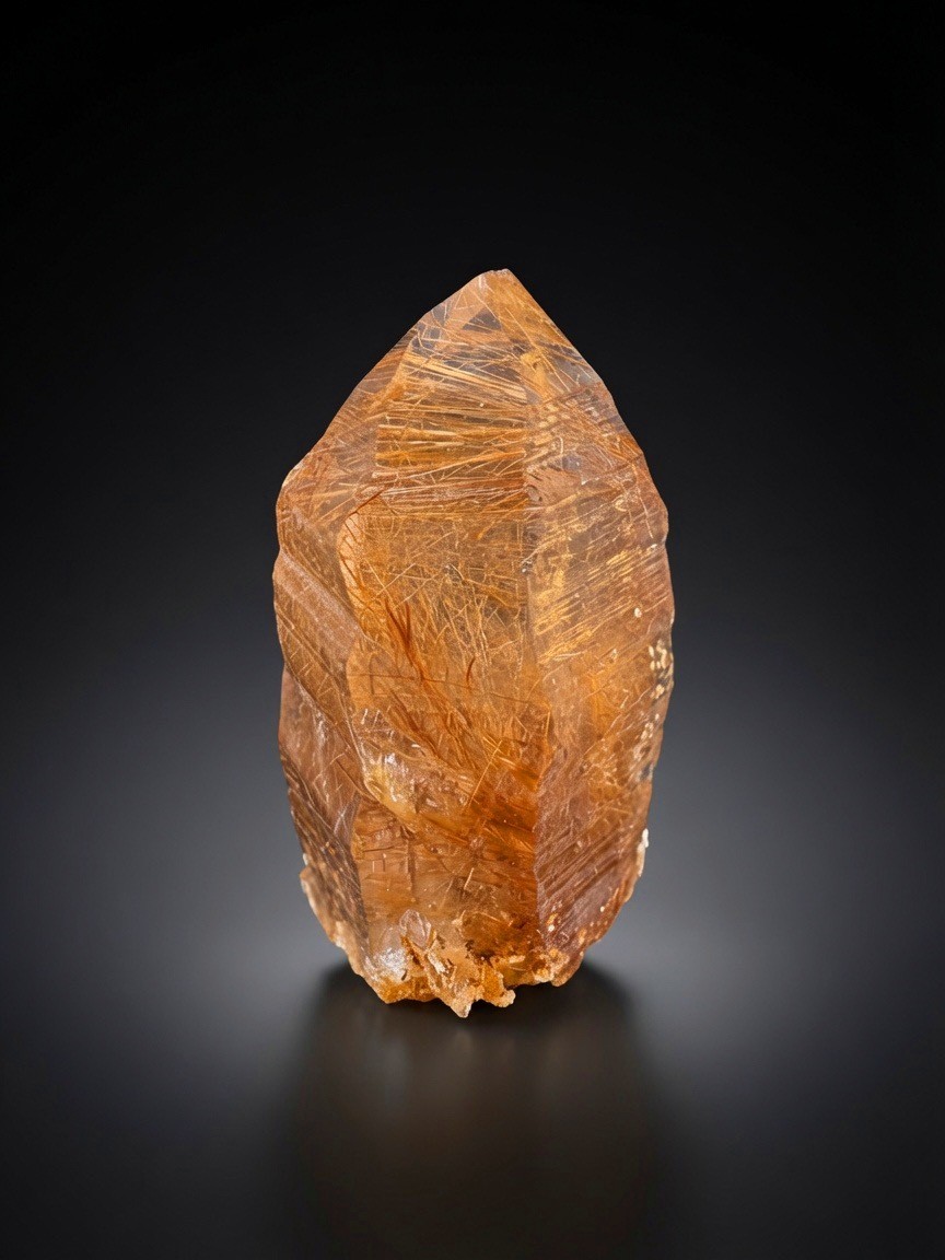 Terminated Golden RUTILE Quartz Crystal With Unique Formation on Crystal