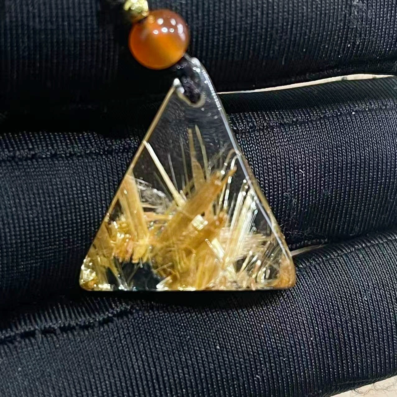 9.0g Natural Gold Hair Rutilated Quartz Crystal Pendant Reiki Healing Gift