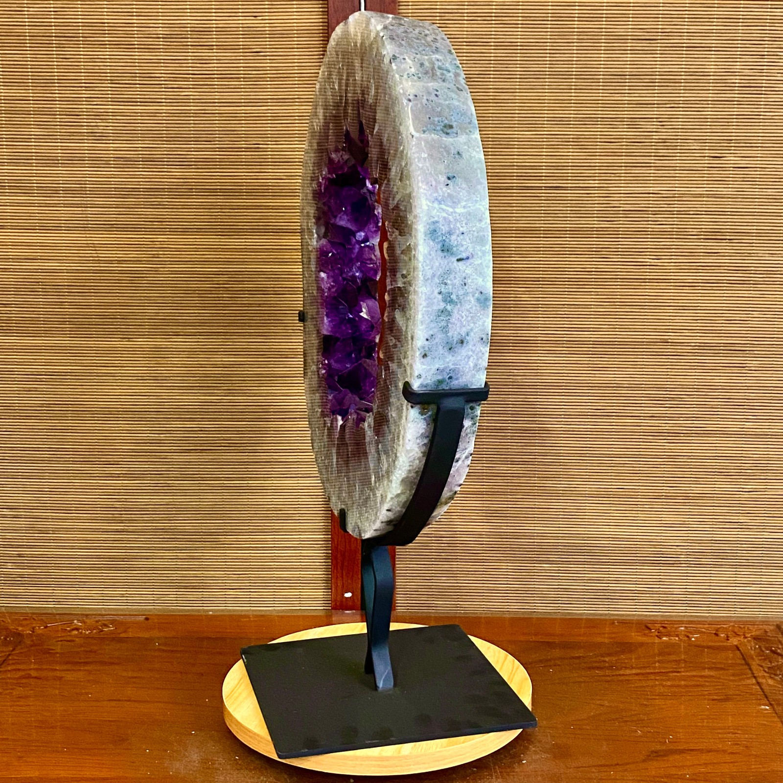 28.4LB Natural Amethyst Cave Crystal Slice Crescent shaped Hand Cut Repai