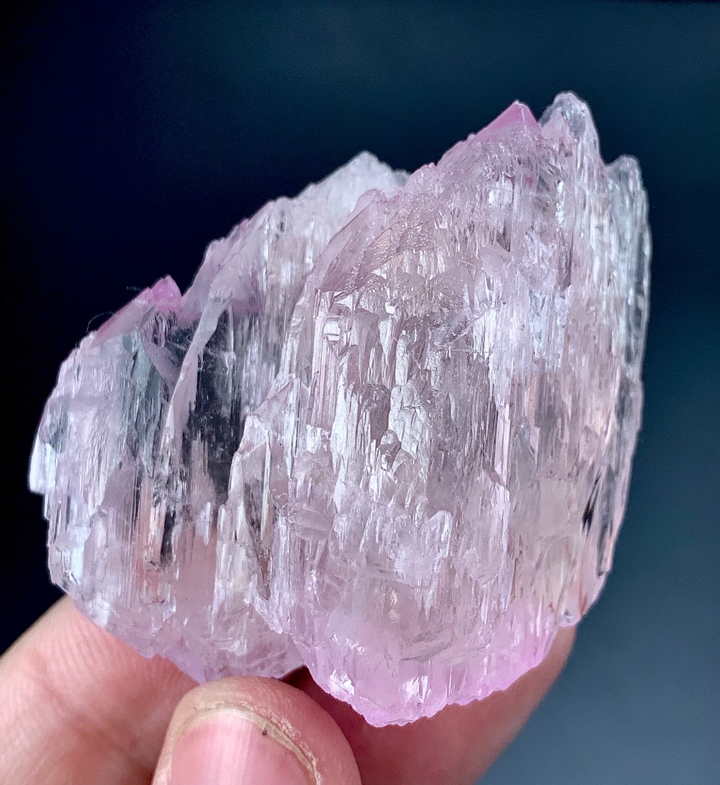 Natural Etched Pink Kunzite Crystal specimen from Afghanistan