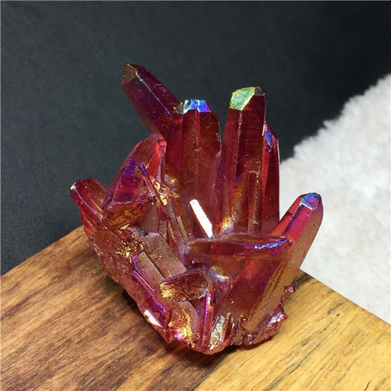120g Large Natural Aura Red Titanium Gemstone Quartz Crystal Cluster Rock Energy