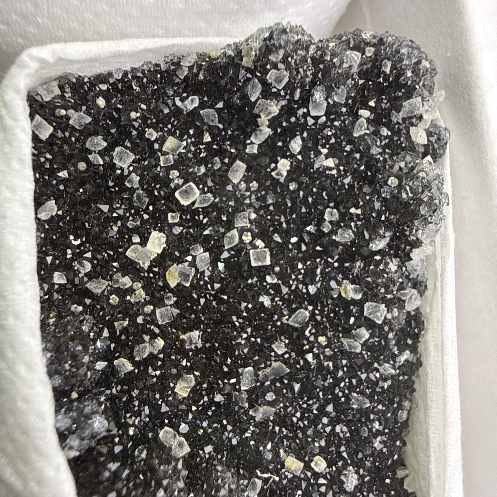 Natural Black Amethyst Zeolite With Calcite Flat! Whole Box! Crystals! Specimen!