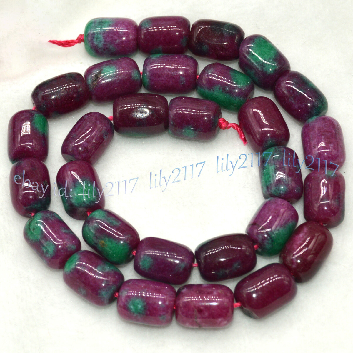 Genuine 10x14mm Red Gems In Zoisite Gemstone Barrel Cylinder Loose Beads 15”