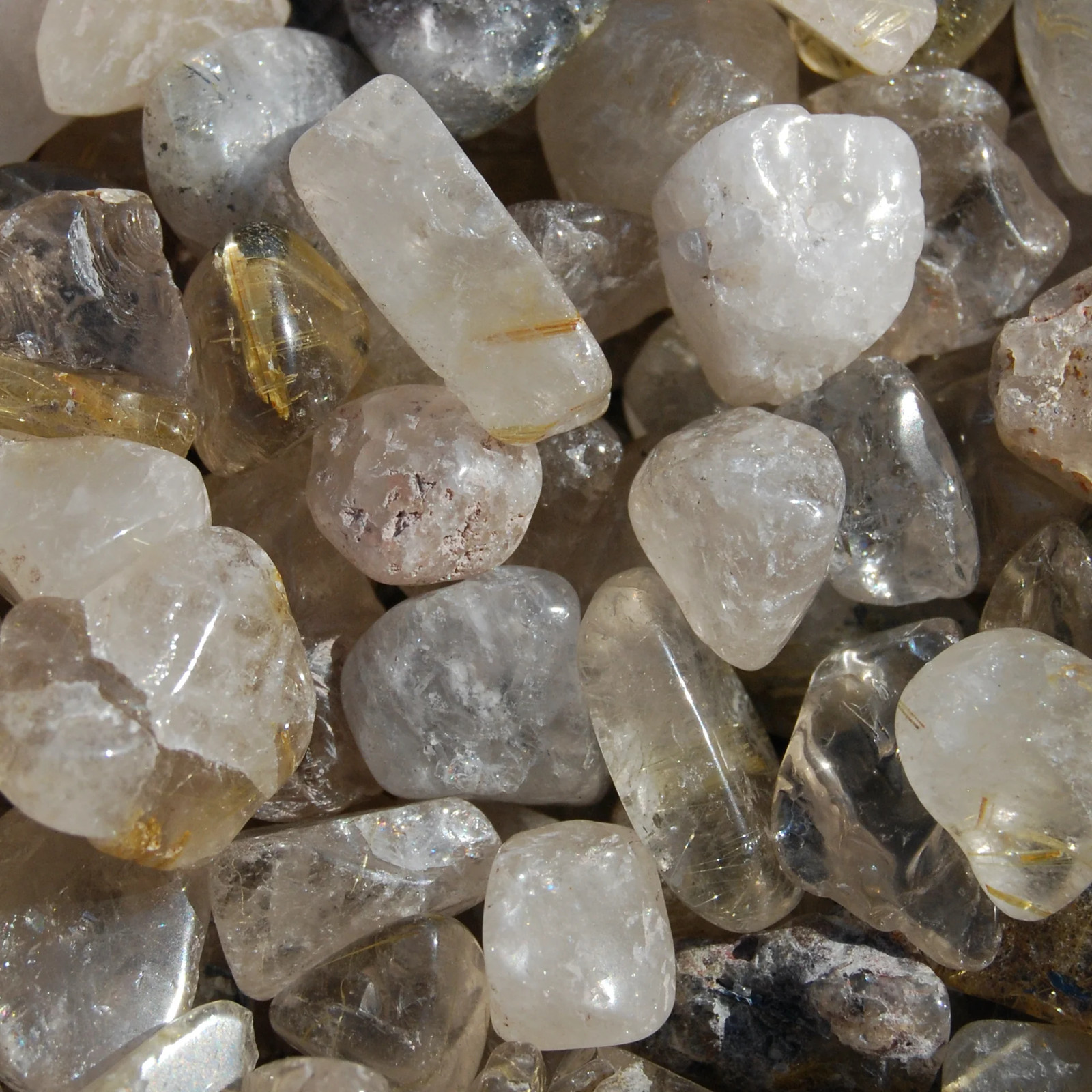 10pcs Golden Rutile Quartz Crystal Tumbled Stones, Extra Small Gold Rutilated Qu