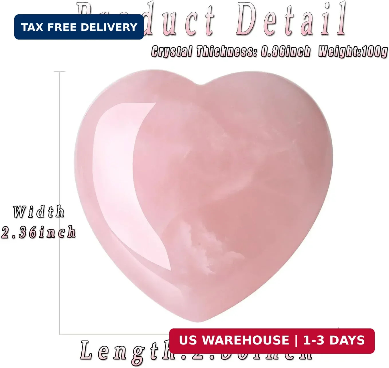 MAIBAOTA 60 mm Rose Quartz Crystals Heart Stone Mothers Day Birthday Gifts for M