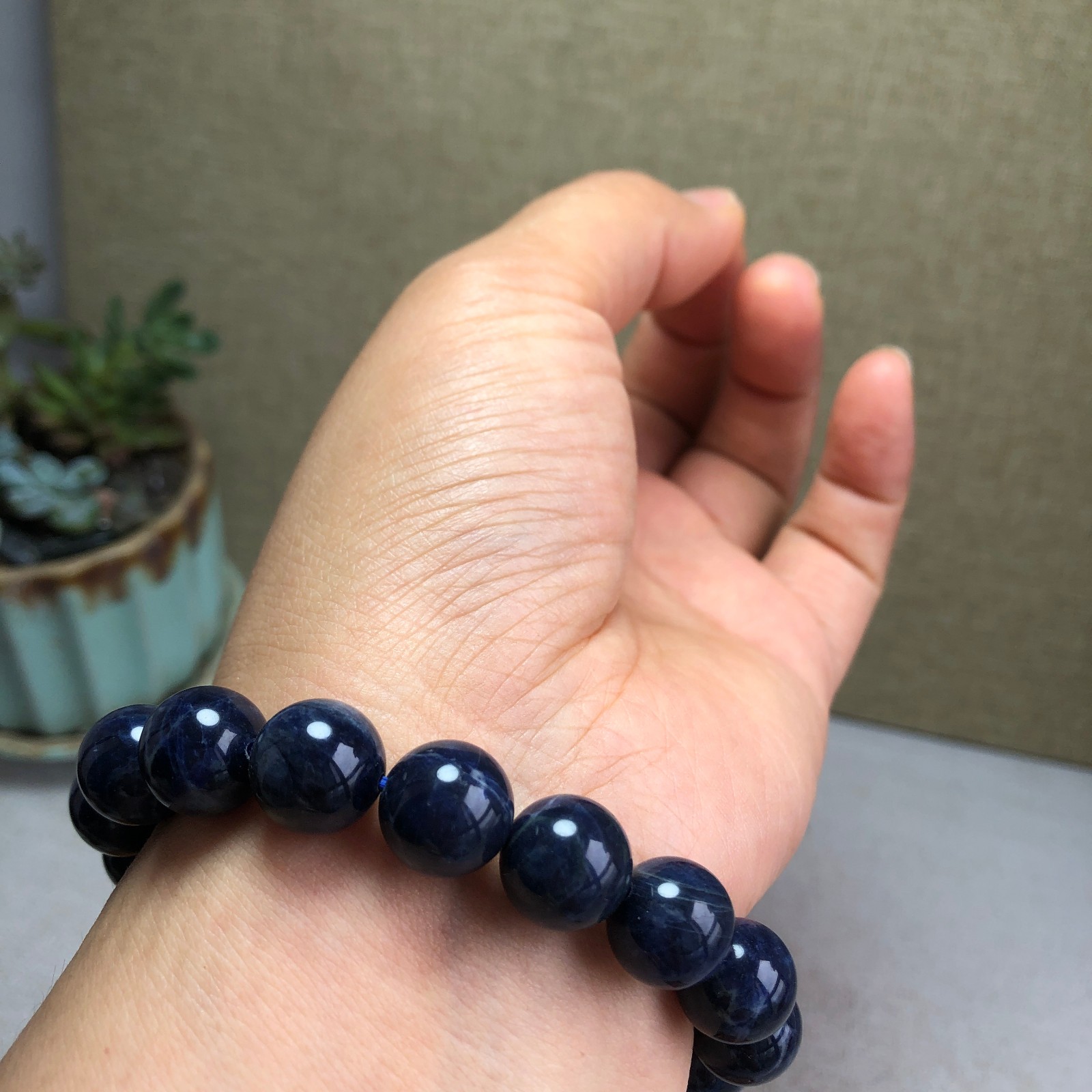 Wholesal Natural Polish Blue sodalite stone bracelets ball sphere 12mm A6164