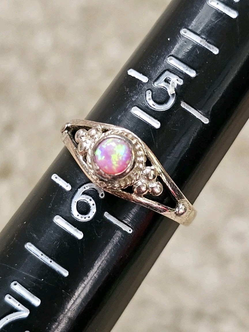Sterling Silver Lab Created Opal Ring, Size 5.5, Crystals & Stones Mineral