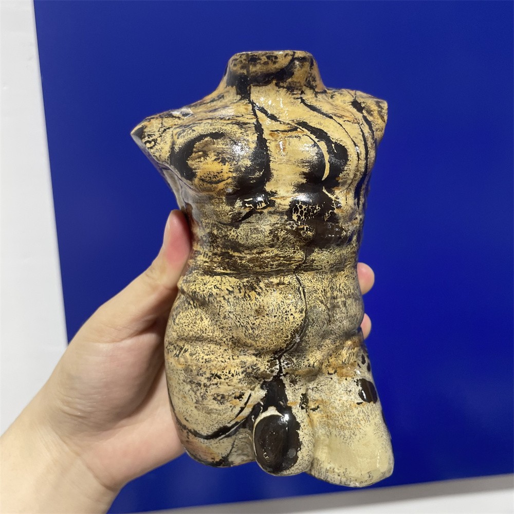 2.6LB 5.7″Natural Picture Jasper Men Body Statue Crystal Reiki Quartz Decor