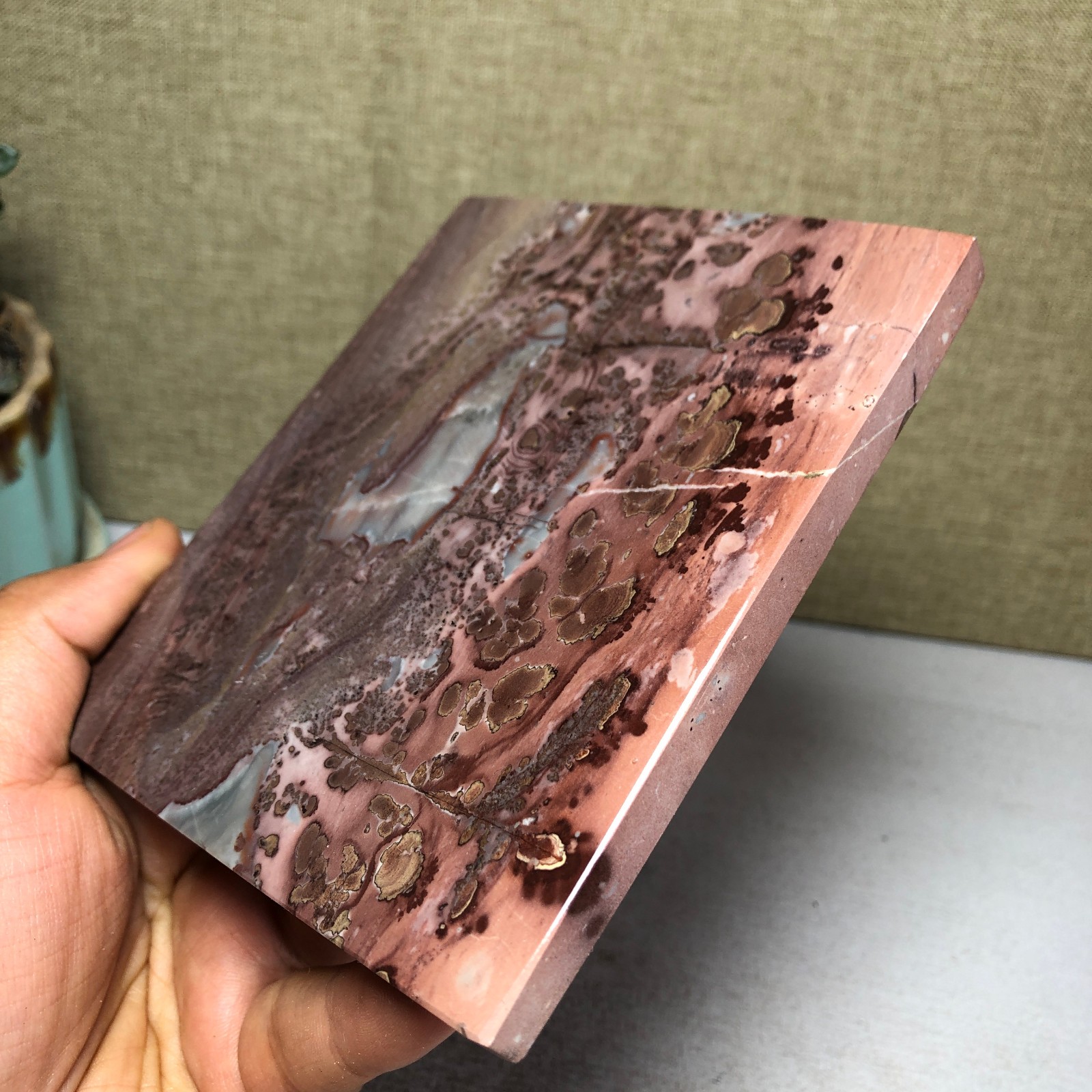 Natural Chinese painting stone crystal ornaments pictographic landscape A5060
