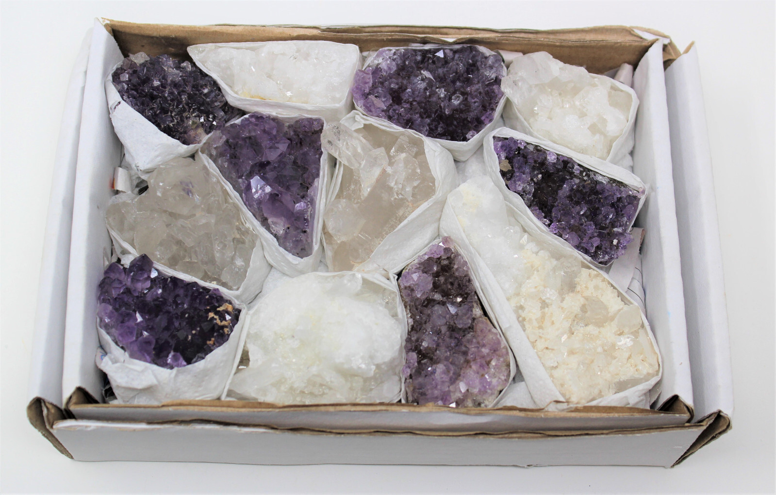 Wholesale Bulk Natural Amethyst & Clear Crystal Quartz Clusters: 8-14 Piece Lot