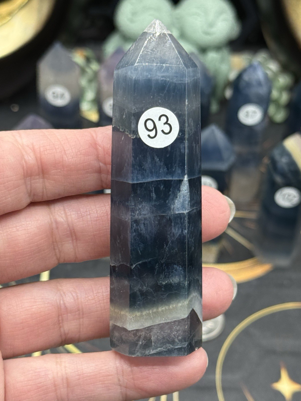 Natural Blue Flouorite Points Clear Banding Free shipping