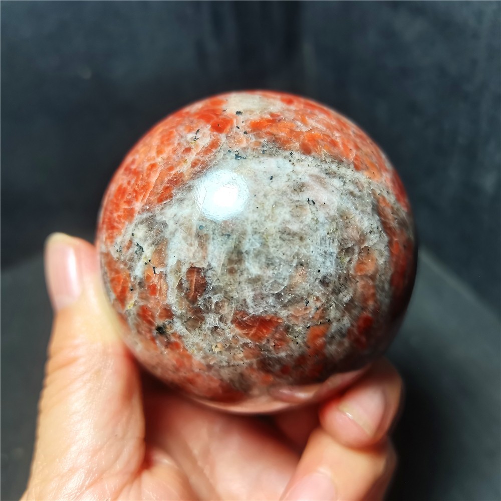 Rare 382G Natural Polished Gold Sun Agate Crystal Ball Healing A162