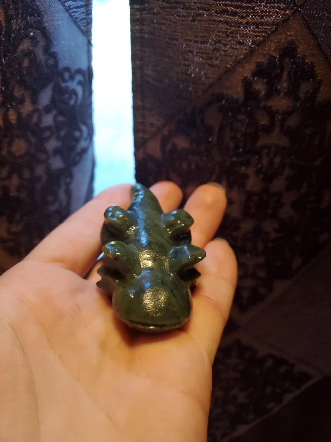 Carved Ophiolite Lizard Salamander Crystal Figure