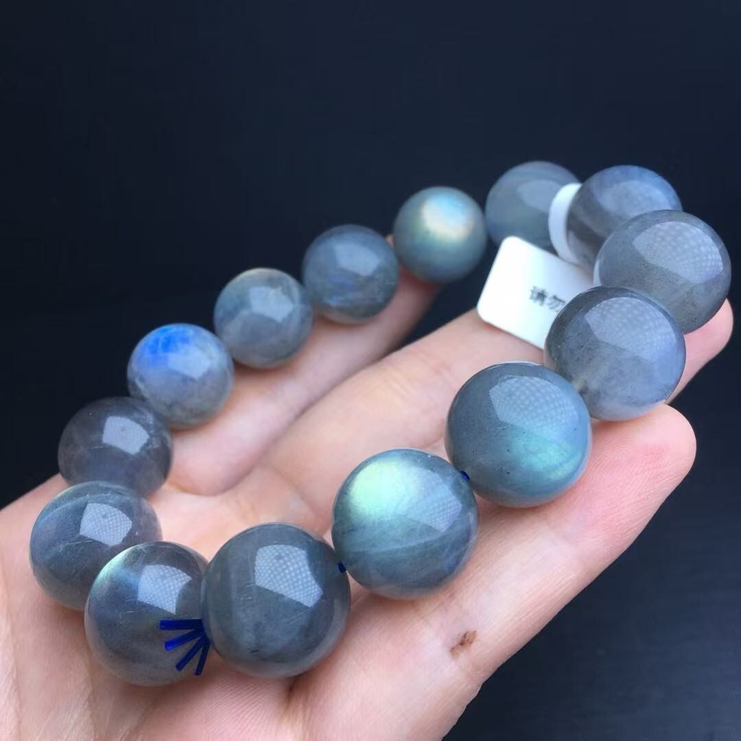 18mm Natural Moonstone Bead Bracelet Reiki Crystal Quartz Healing Decorate 1pc