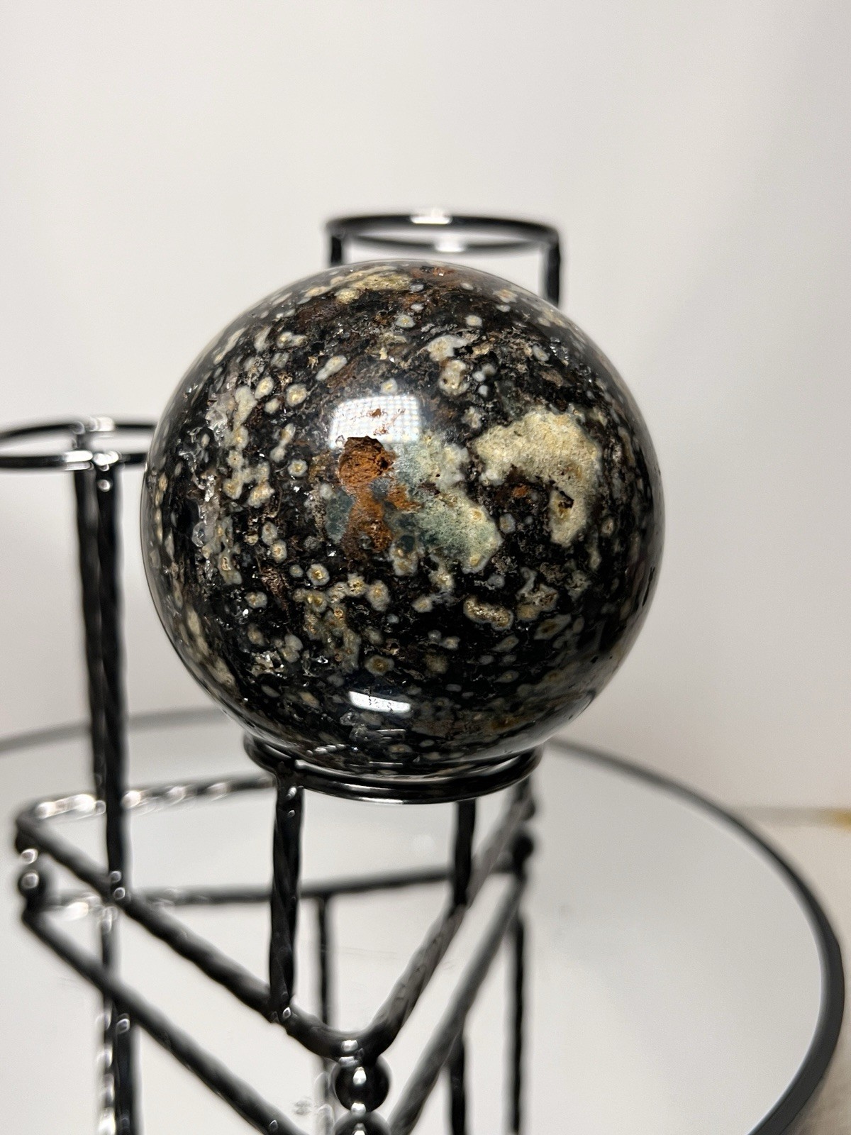 Ocean Jasper 3 Piece Sphere Set with Holder 63mm-67mm -See Pics for Measurements