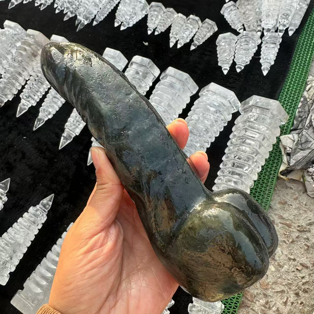 20mm Natural labradorite Carved Penis Skull Crystal Reiki Healing gift