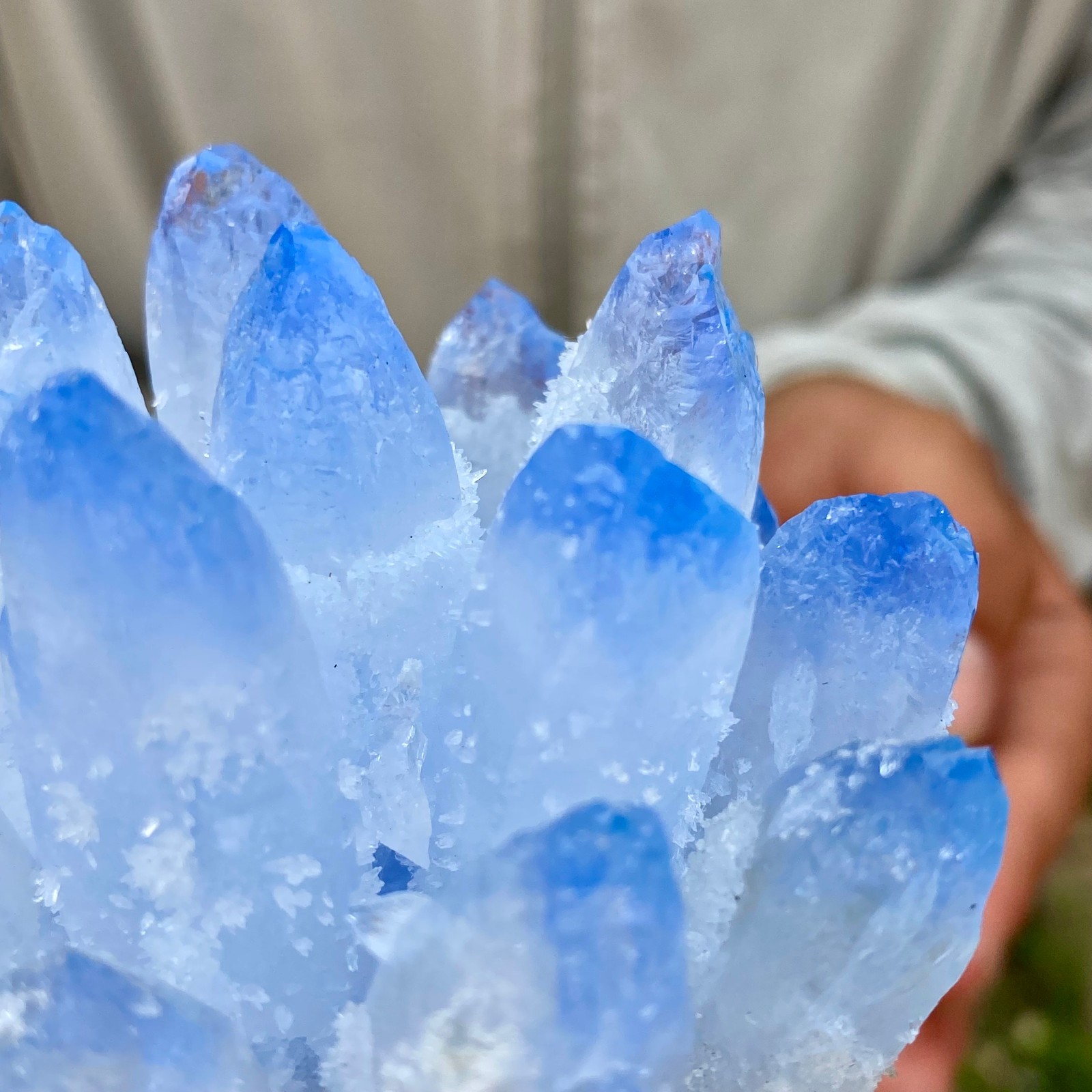 375G New Find blue Phantom Quartz Crystal Cluster Mineral Specimen Healing