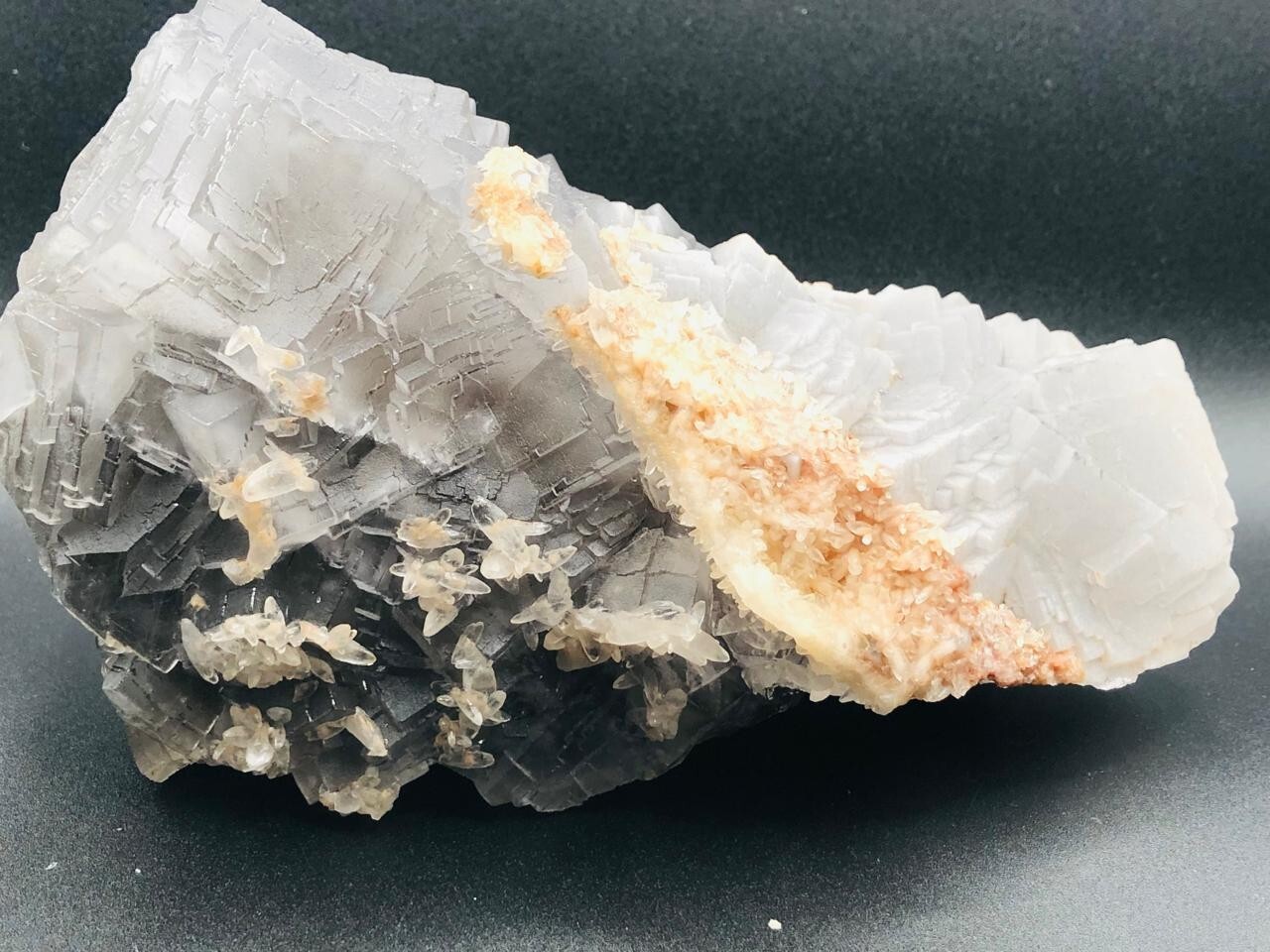 1615g Beautiful Unique Shape Natural Stone Fluorite On Calcite With Matrix