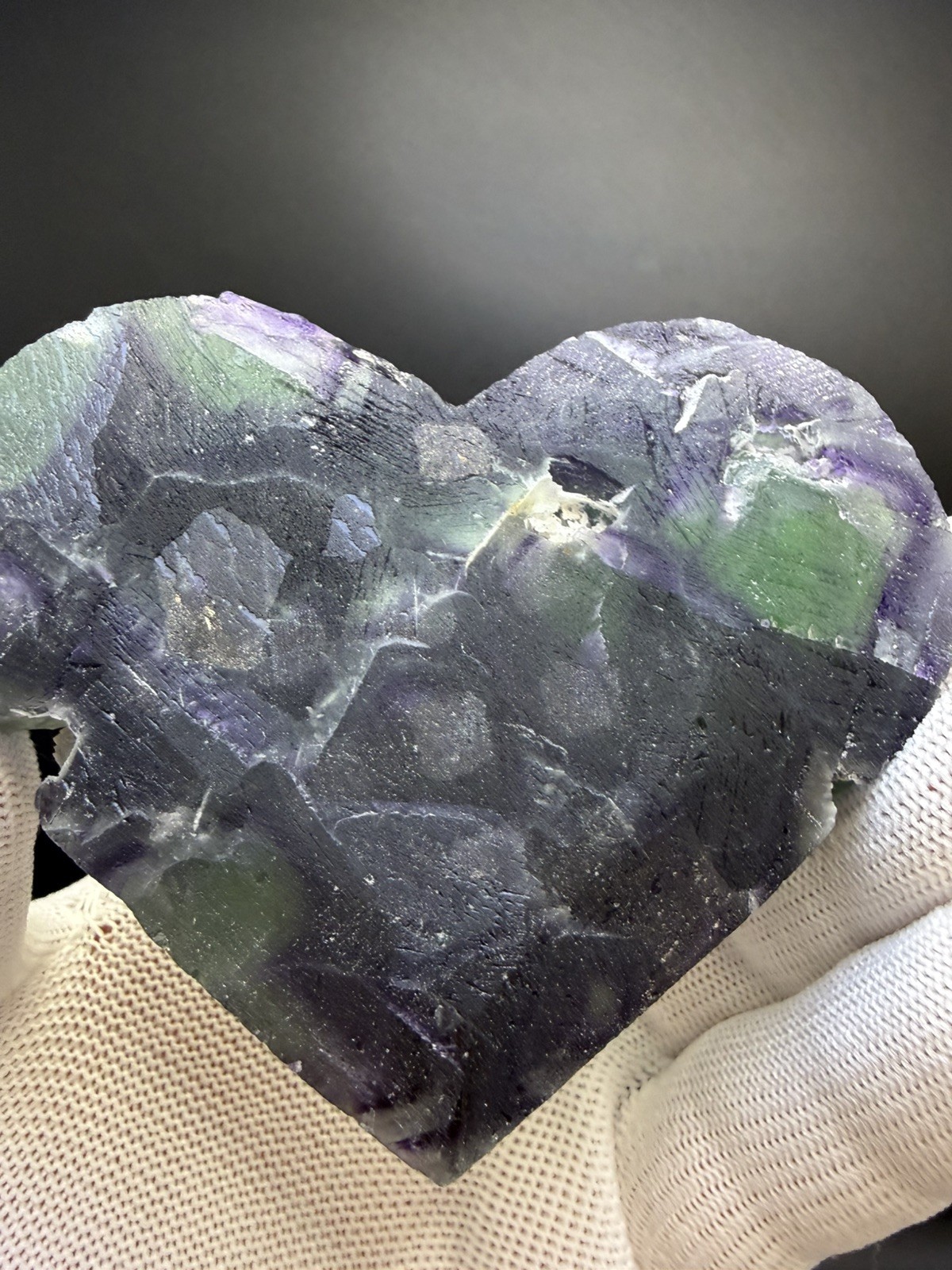 Multi-Colored Natural Rough Faced Fluorite Heart Specimen! Minerals, Crystals!