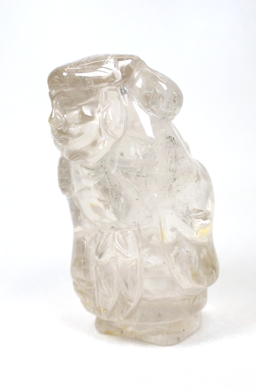 Carved Rock Quartz Crystal Statue Figurine 3.5 Inch Height Transparent Vintage