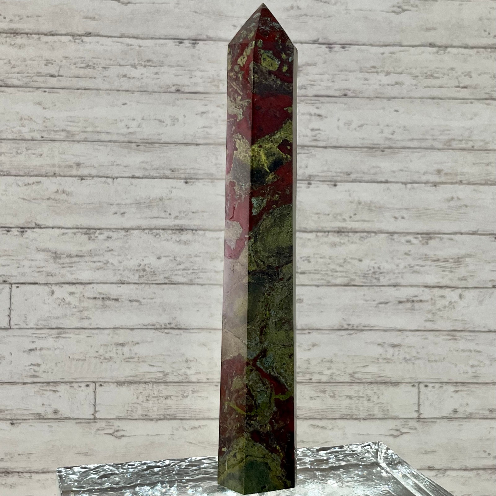 Bloodstone Crystal Tower Point Home Office Feng Shui Desk Decor Gift 821 g