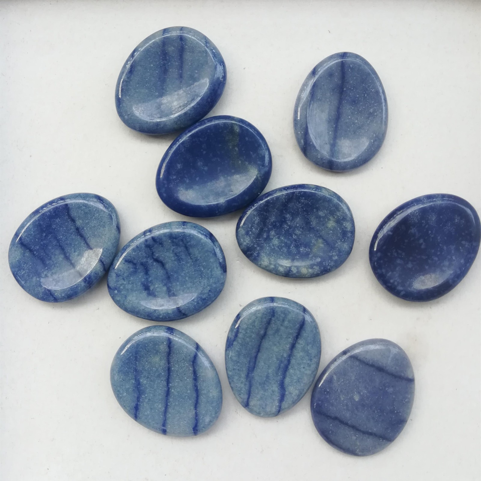 Natural Blue Aventurine Water Drop Chakra Thumb Worry Crystals and Healing St…