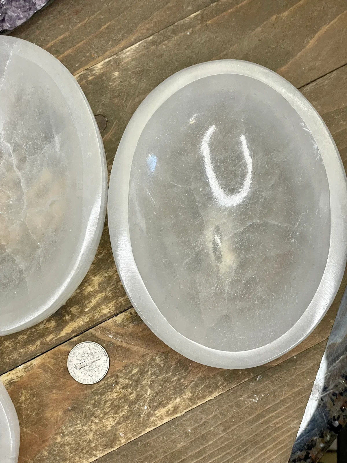 4.5″ One Selenite/Satin Spar Charging Oval Bowl White Crystal – Morocco