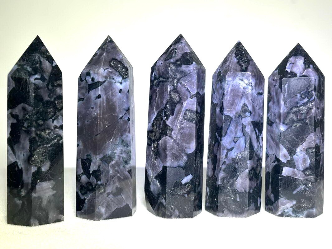 5pcs MYSTIC MERLINITE INDIGO GABBRO Crystal Point Generator Faceted Healing Wand