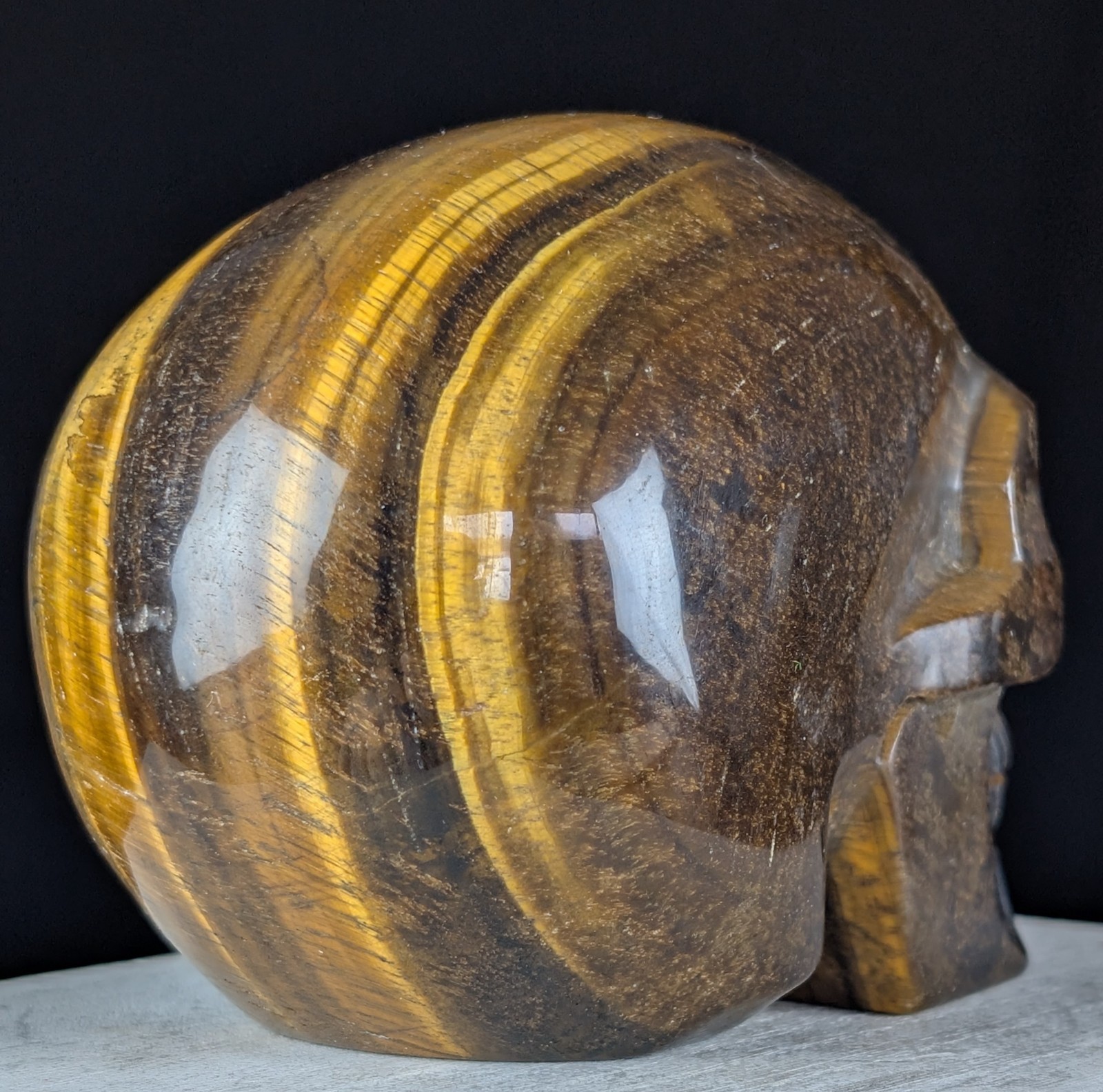 Tiger Eye Skull Crystal Gemstone Large Chakra Reiki Carving Mineral
