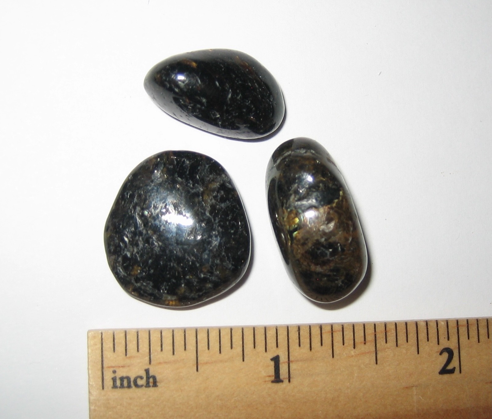 3 RARE TUMBLED POLISHED AUTHENTIC NUUMMITE STONES FROM GREENLAND ~ 14.8grams *2