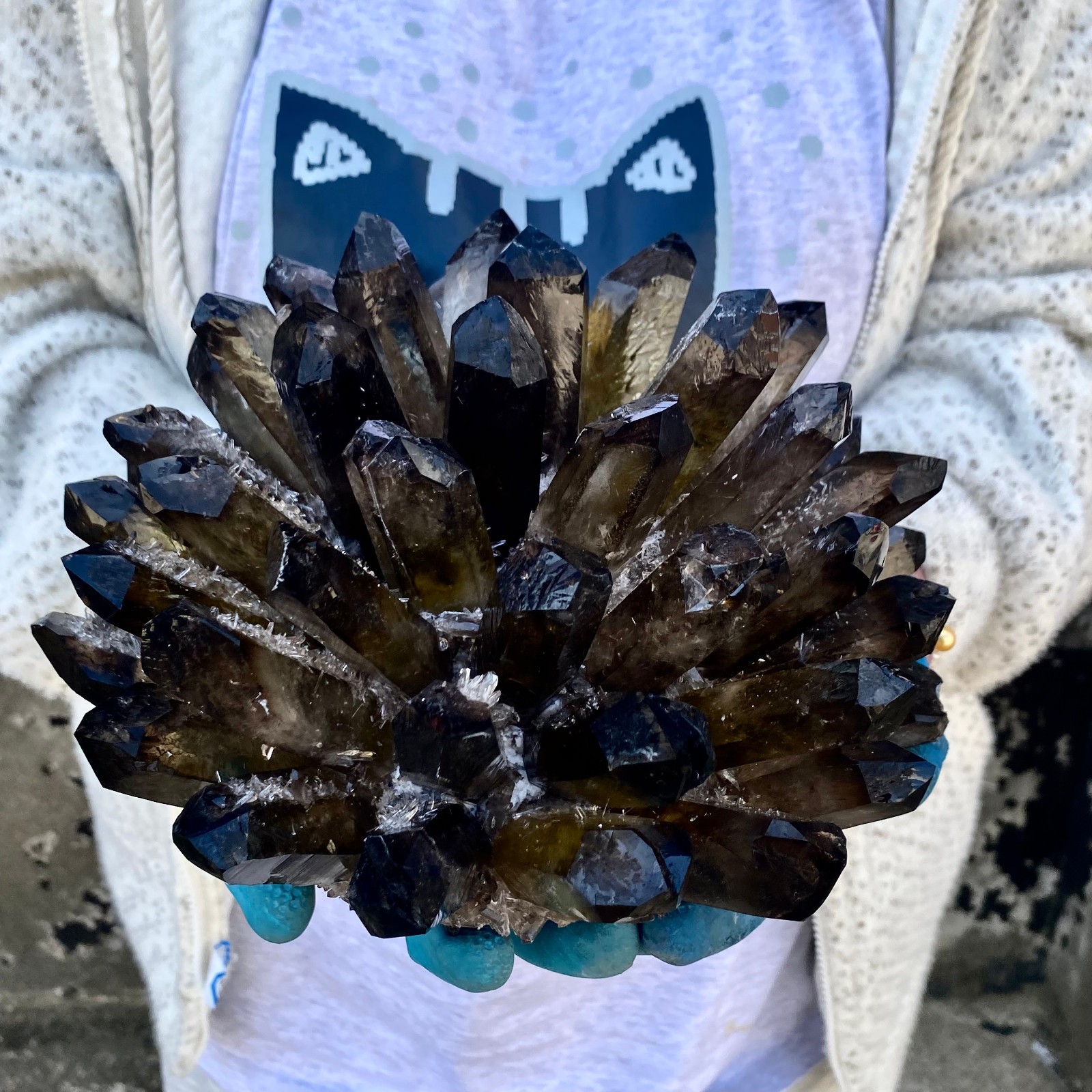 12G New Find black Phantom Quartz Crystal Cluster Mineral Specimen Healing