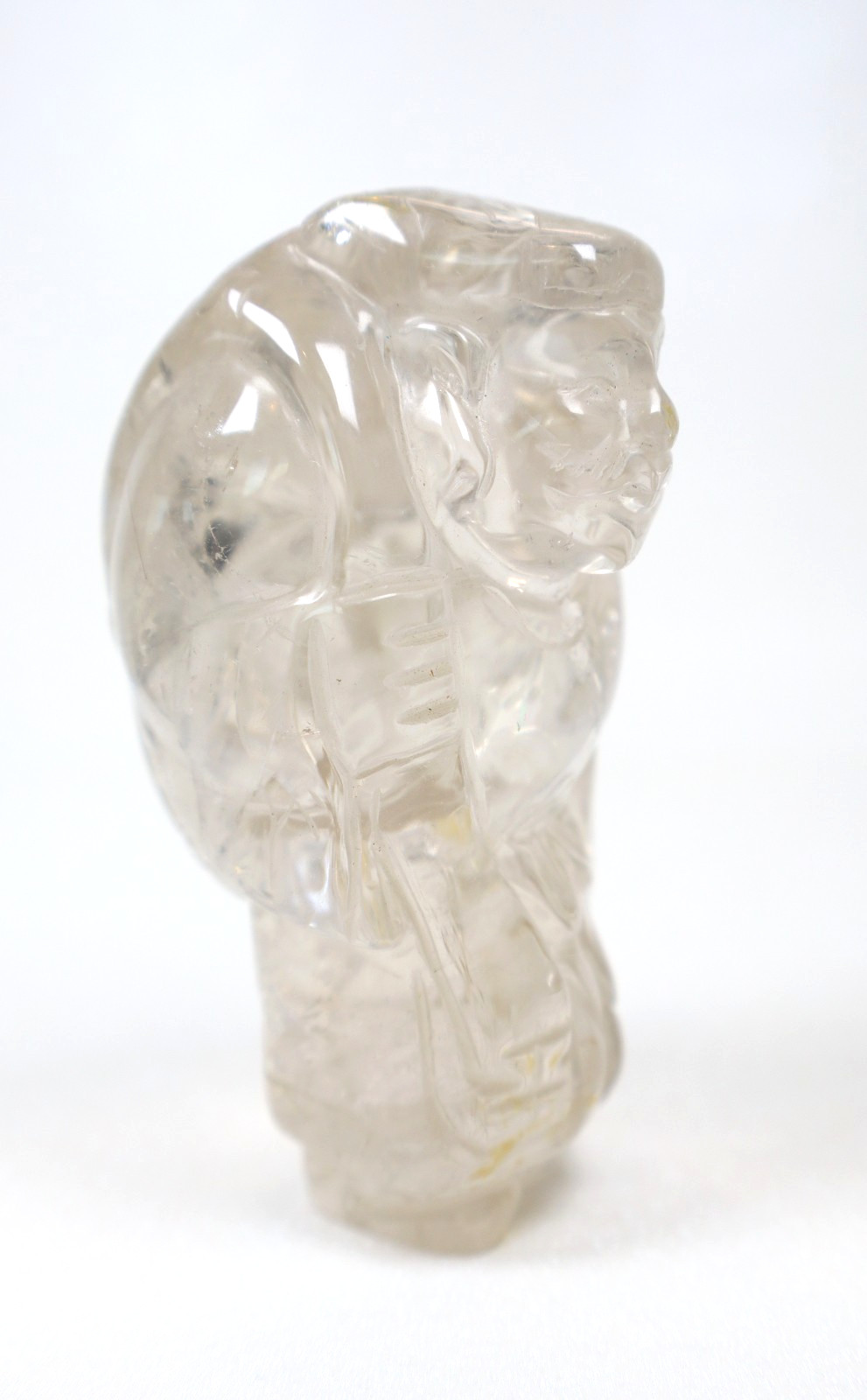 Carved Rock Quartz Crystal Statue Figurine 3.5 Inch Height Transparent Vintage