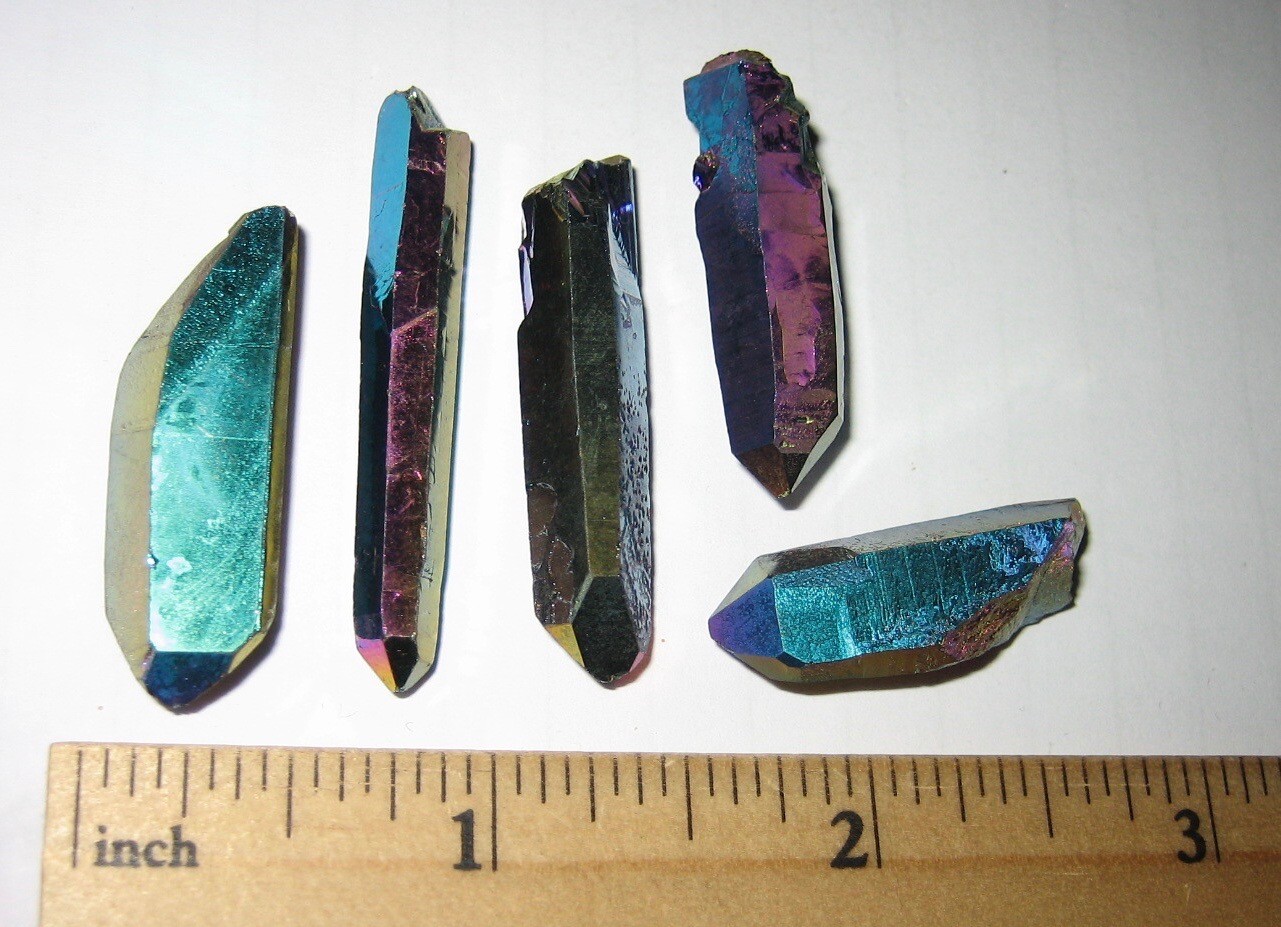 5 SMALL A+ 1″-1.6″ TITANIUM QUARTZ (TREATED IN USA) CRYSTAL POINTS ~ 18.2g *4