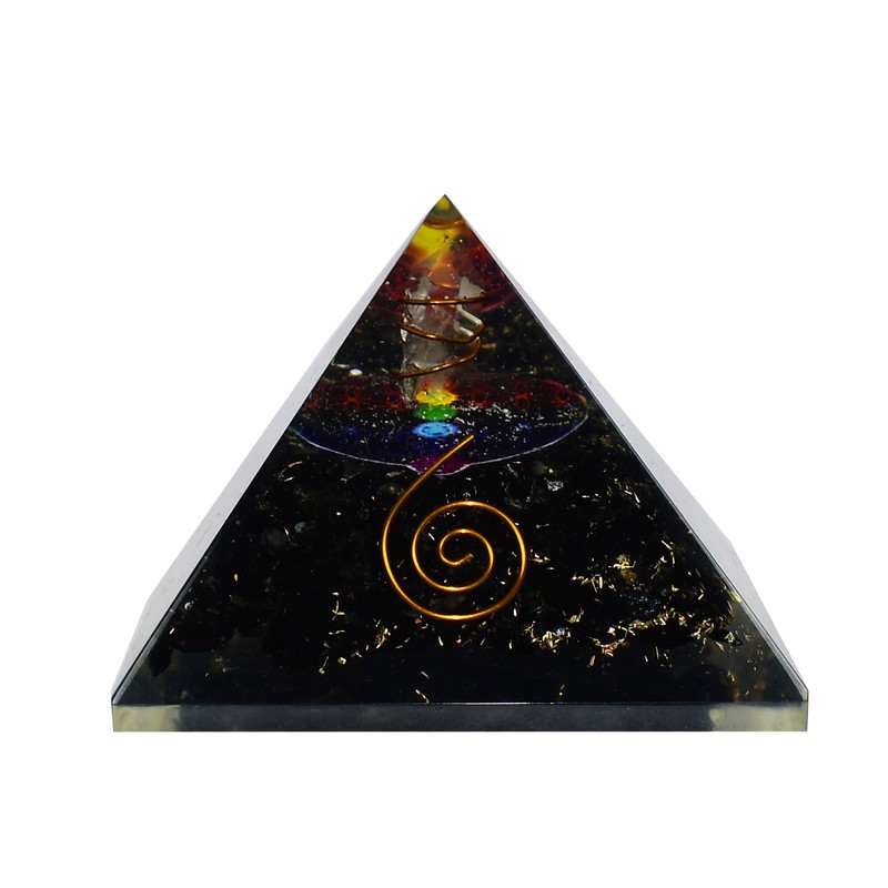 Black Tourmaline Orgone Pyramid Flower Of Life Protection Healing Stone Crystal