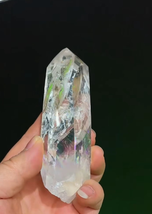 Natural Rainbow White Quartz Obelisk Energy Crystal Point Wand Reiki Decor