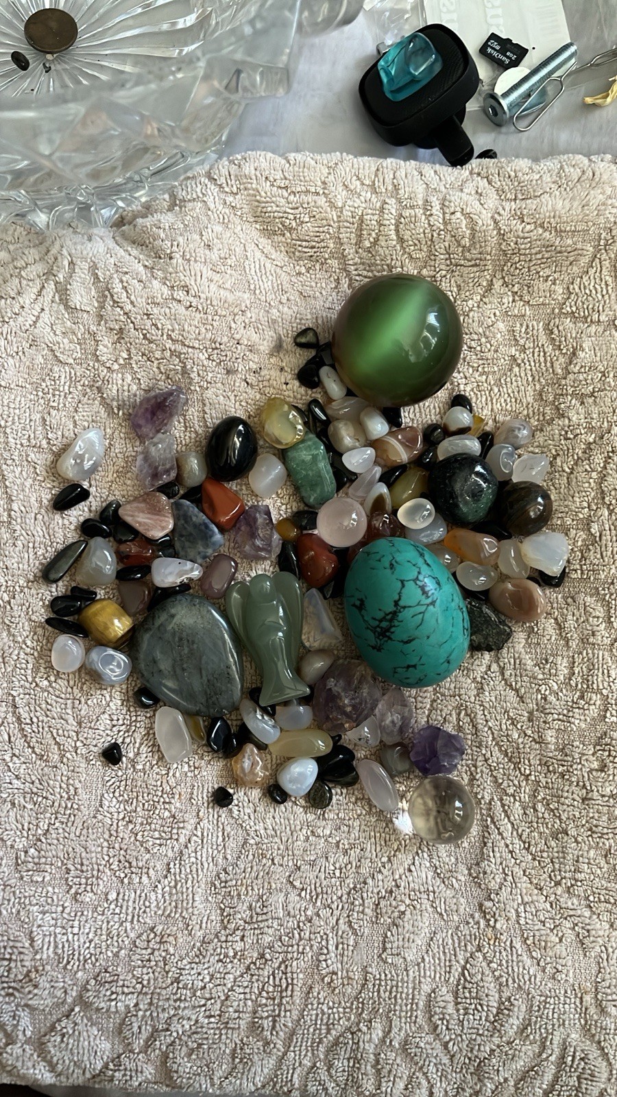 Mixed Tumbled Polished Stone Lot w/ Polished Eggs, Carved Figurine & Sphere