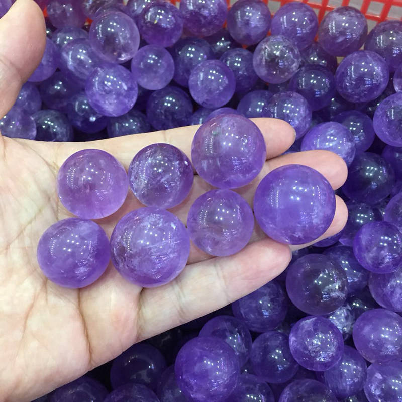 Natural Dreamy Amethyst Sphere Quartz Crystal Energy Mineral Stone Ball + Base