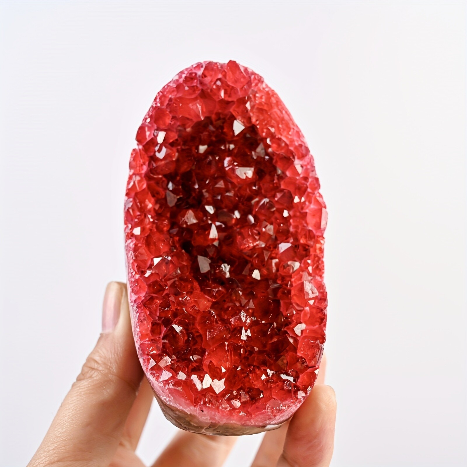 1PC Wine Red Geode Cluster with Display Stand Premium Crystal Home Office Decor