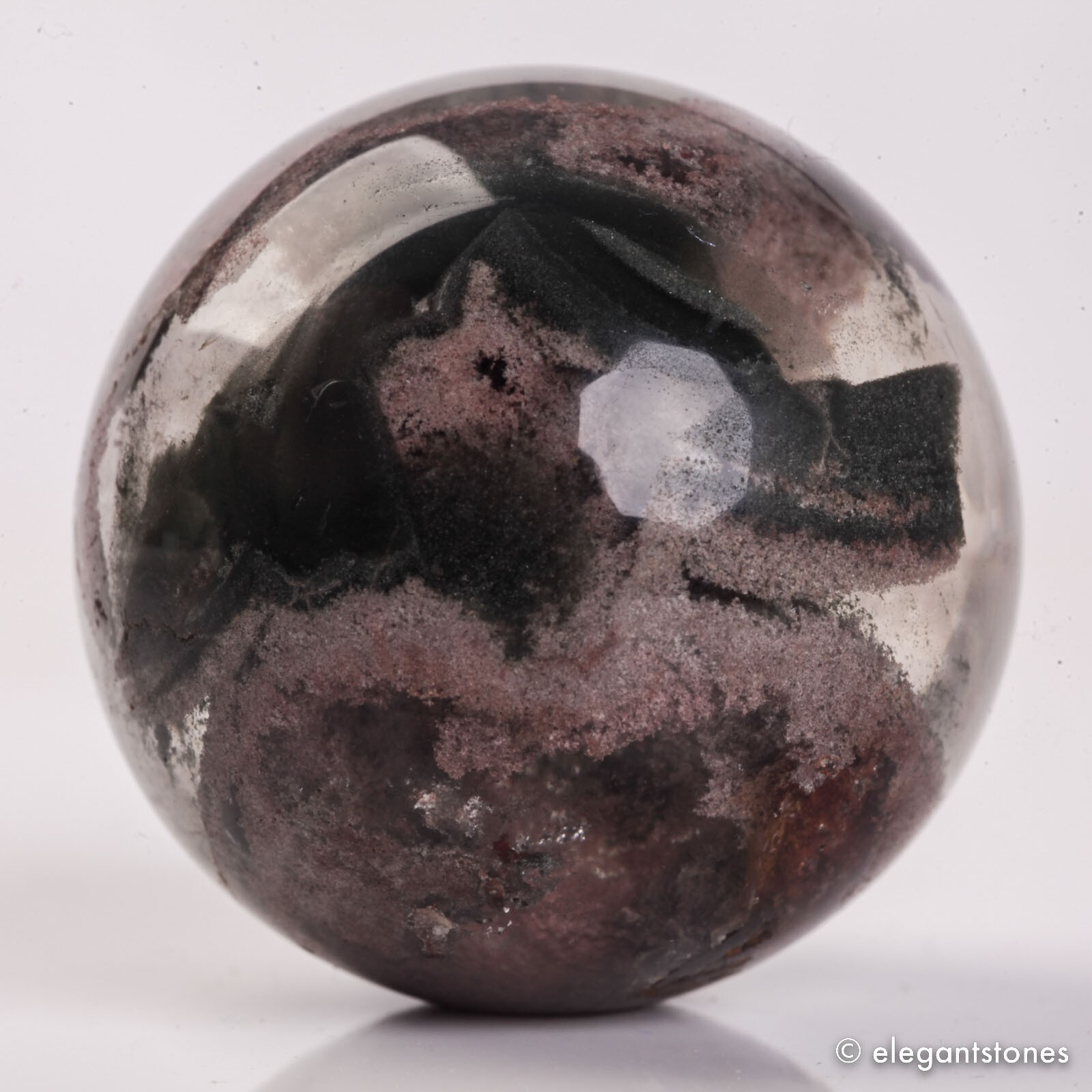 58g34mm Natural Garden/Phantom/Ghost/Lodolite Quartz Crystal Sphere Healing Ball