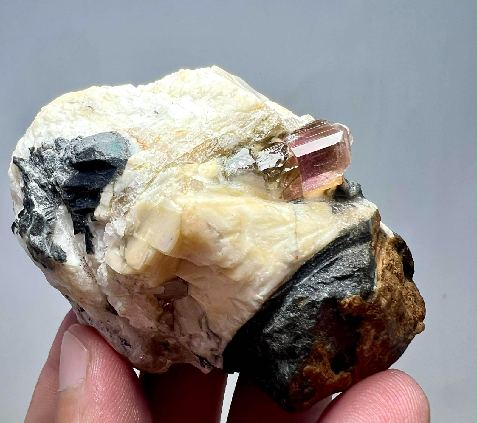 144 Gram Ultra Rare Eye Clean Pink Katlang Topaz Huge Crystal On Matrix @PAK