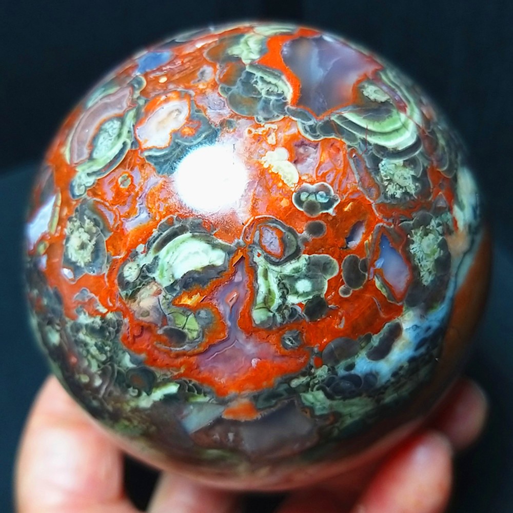 RARE 615.2g 76mm Natural Polished Colorful Agate Crystal Ball Healing A4894