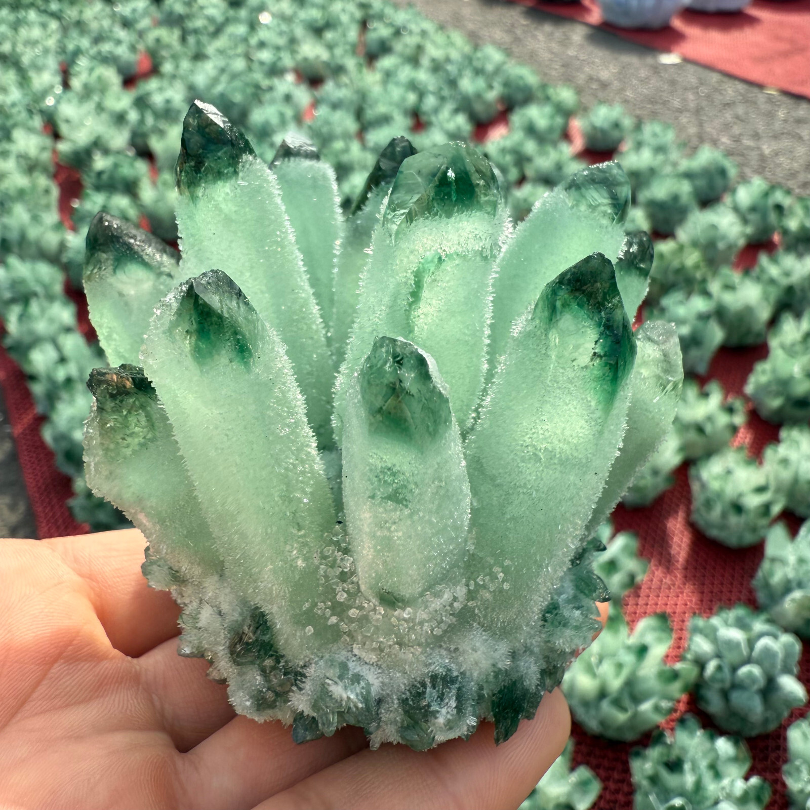 300g Natural Green crystal Quartz Cluster Crystal Mineral Healing Rock Stone