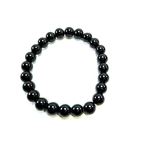 Black Obsidian Smooth Round Gemstone Beads Elastic Cord Bracelet 8 mm size