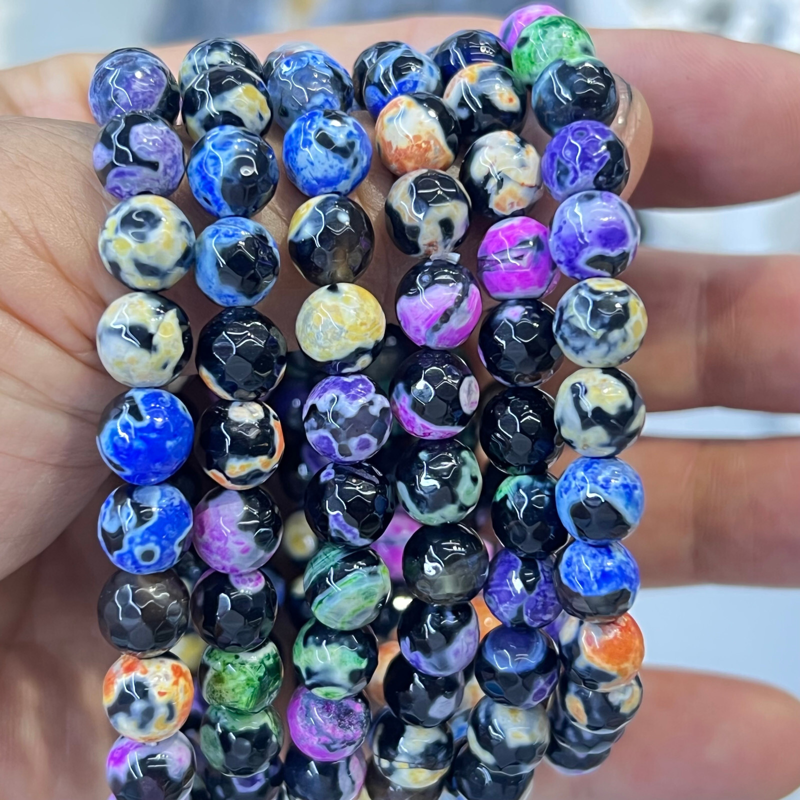 Wholesale Lot 6 Pcs agate 8 mm 7.5″ Crystal Stretch Bracelet
