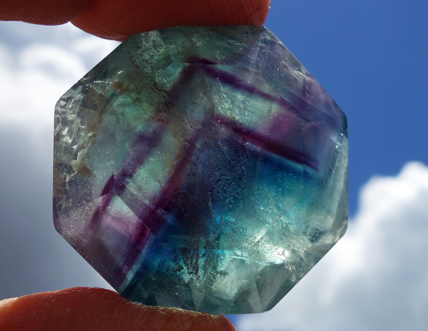 FLUORITE Octagon Custom Crystal for CHAKRA Balance or Laying on of Stones Tool