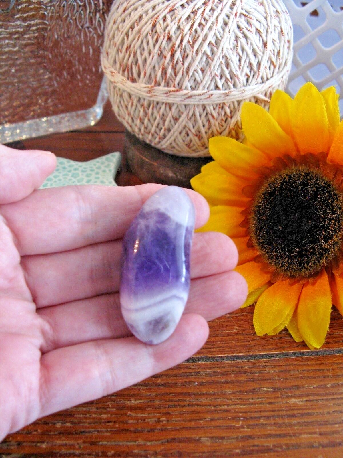 New Chunky Natural Purple Chevron Amethyst Crystal Tumbled Pocket Stone